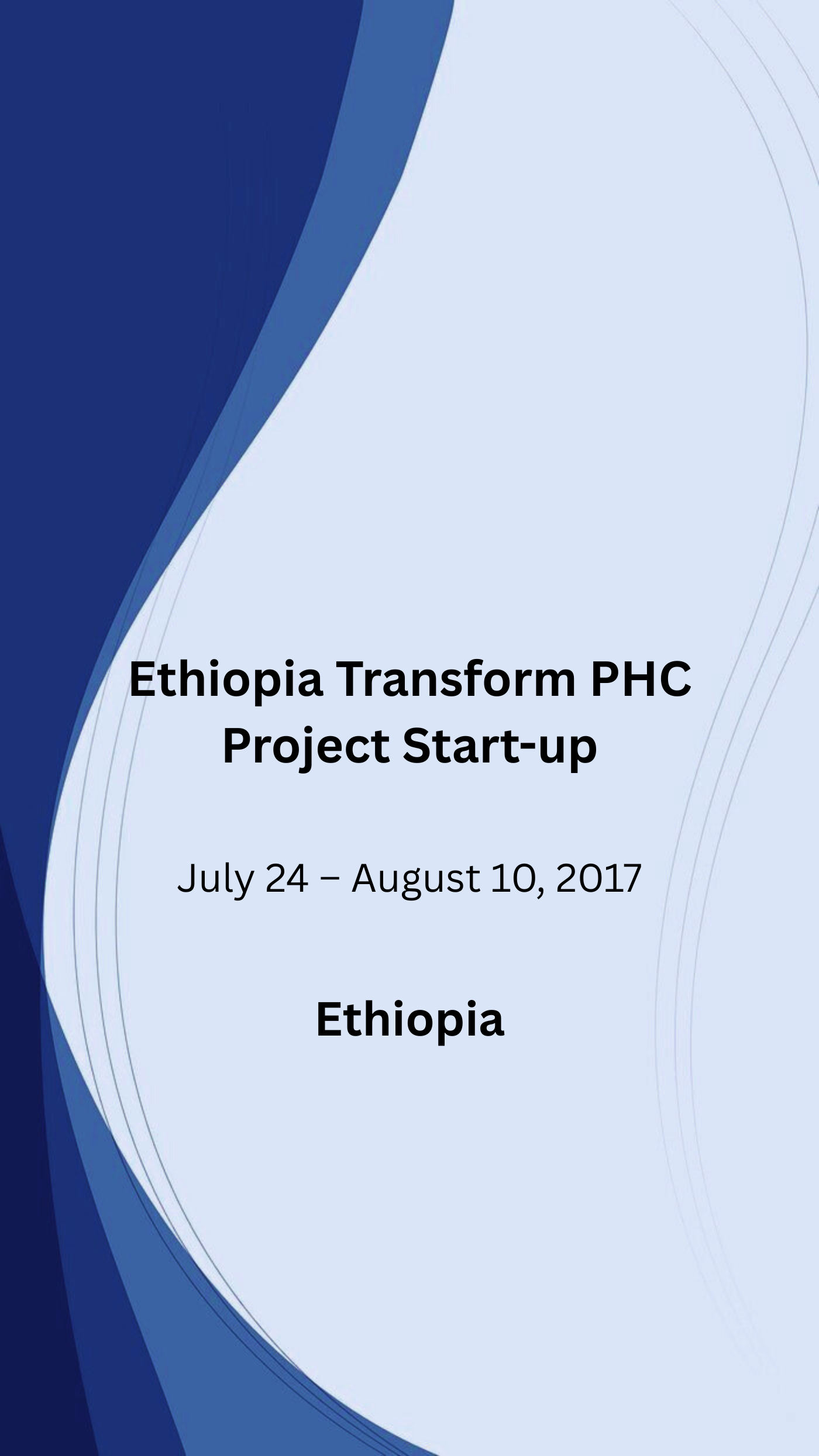 Ethiopia Transform PHC Project Start-up